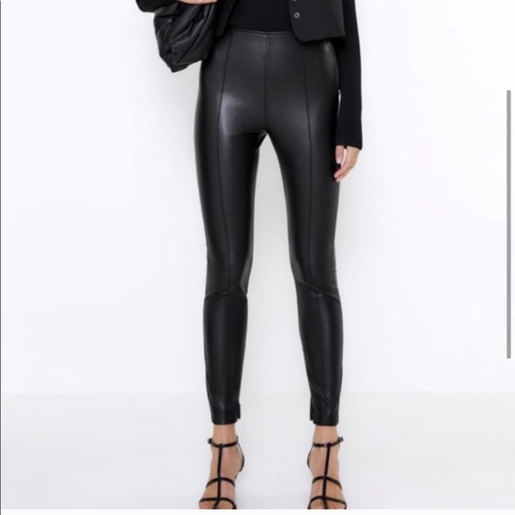 Zara Pants - NWT Zara Faux Leather Mid Rise Skinny Pants Large